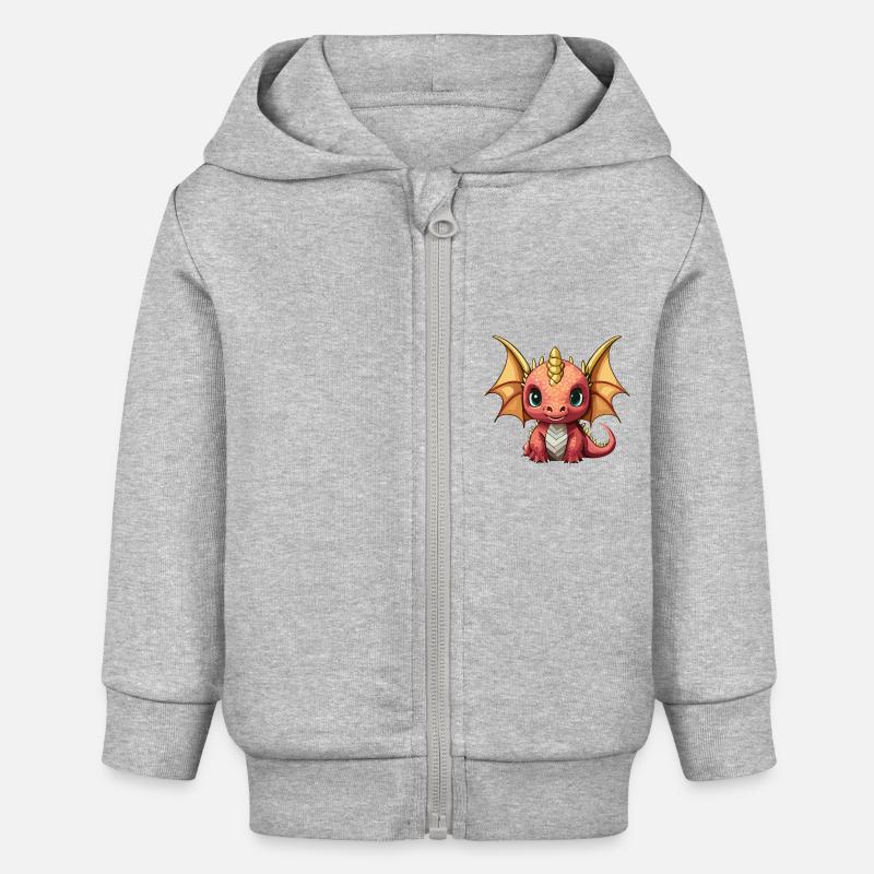Dragon Orange - Veste à capuche bébé bio Stanley/Stella - gris chiné