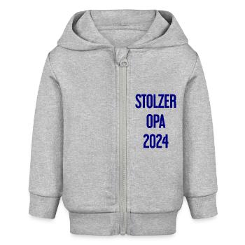 Stolzer Opa 2024 – Perfekt für frischgebackene Opa - Baby Organic Kapuzenjacke Baby Connector von Stanley/Stella - Grau meliert - Vorne