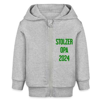 Stolzer Opa 2024 – Perfekt für frischgebackene Opa - Baby Organic Kapuzenjacke Baby Connector von Stanley/Stella - Grau meliert - Vorne