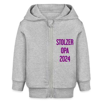Stolzer Opa 2024 – Perfekt für frischgebackene Opa - Baby Organic Kapuzenjacke Baby Connector von Stanley/Stella - Grau meliert - Vorne