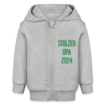 Stolzer Opa 2024 – Perfekt für frischgebackene Opa - Baby Organic Kapuzenjacke Baby Connector von Stanley/Stella - Grau meliert - Vorne