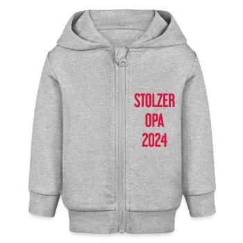 Stolzer Opa 2024 – Perfekt für frischgebackene Opa - Baby Organic Kapuzenjacke Baby Connector von Stanley/Stella - Grau meliert - Vorne