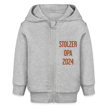 Stolzer Opa 2024 – Perfekt für frischgebackene Opa - Baby Organic Kapuzenjacke Baby Connector von Stanley/Stella - Grau meliert - Vorne