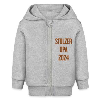 Stolzer Opa 2024 – Perfekt für frischgebackene Opa - Baby Organic Kapuzenjacke Baby Connector von Stanley/Stella - Grau meliert - Vorne