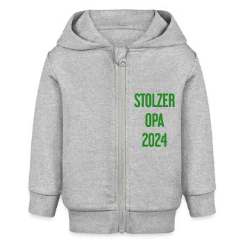 Stolzer Opa 2024 – Perfekt für frischgebackene Opa - Baby Organic Kapuzenjacke Baby Connector von Stanley/Stella - Grau meliert - Vorne