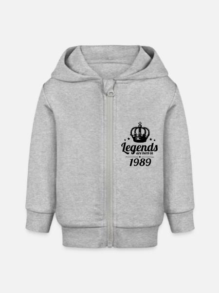 Legends 1989 - Baby Organic Kapuzenjacke Baby Connector von Stanley/Stella - Grau meliert