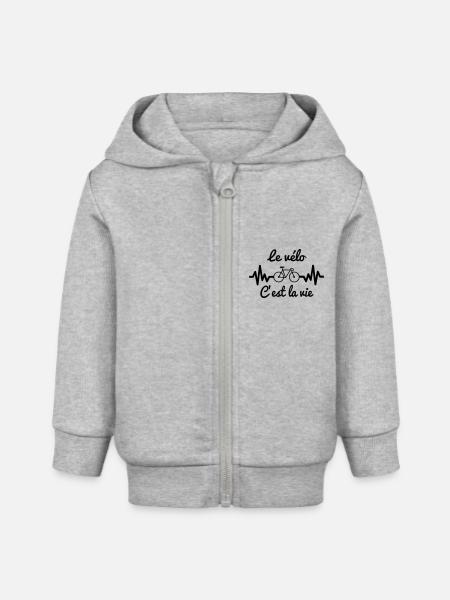 Le vélo c'est la vie - Cyclisme - Stanley/Stella baby zip-hættetrøje økologisk - grå meleret