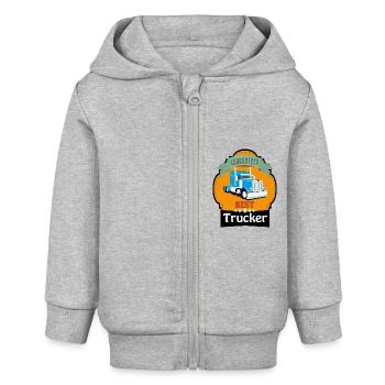 Best Trucker, Lkw Trucker Design - Baby Organic Kapuzenjacke Baby Connector von Stanley/Stella - Grau meliert - Vorne
