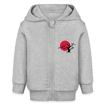 japanischer_baum - Baby Organic Kapuzenjacke Baby Connector von Stanley/Stella - Grau meliert - Vorne