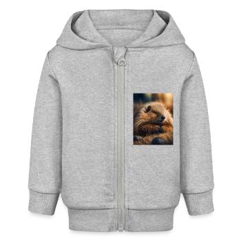 Animaux mignons en hibernation – marmotte - Veste à capuche bébé bio Stanley/Stella - gris chiné - Devant