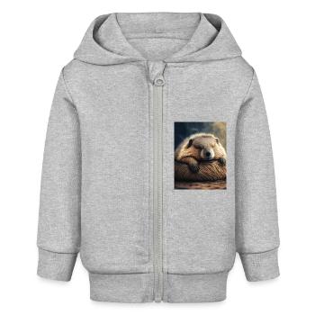 Animaux mignons en hibernation – marmotte - Veste à capuche bébé bio Stanley/Stella - gris chiné - Devant