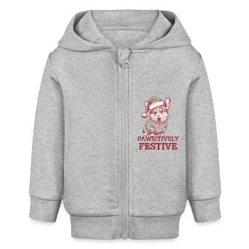 Corgi Pawsityvely Festlich - Baby Organic Kapuzenjacke Baby Connector von Stanley/Stella - Grau meliert - Vorne
