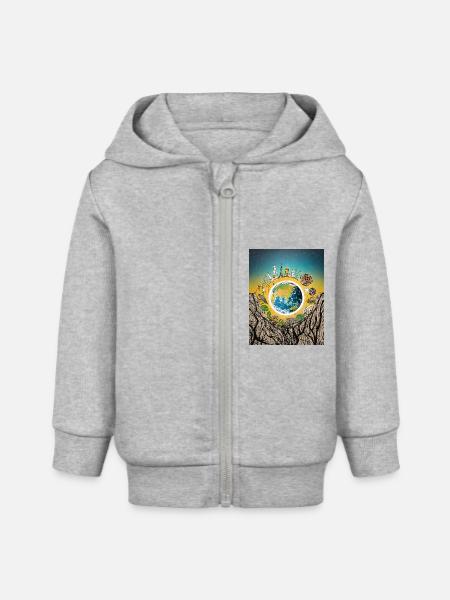 Die Erde - Baby Organic Kapuzenjacke Baby Connector von Stanley/Stella - Grau meliert