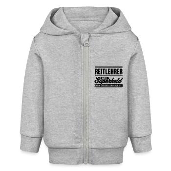 Superheld Reitlehrer - Baby Organic Kapuzenjacke Baby Connector von Stanley/Stella - Grau meliert - Vorne