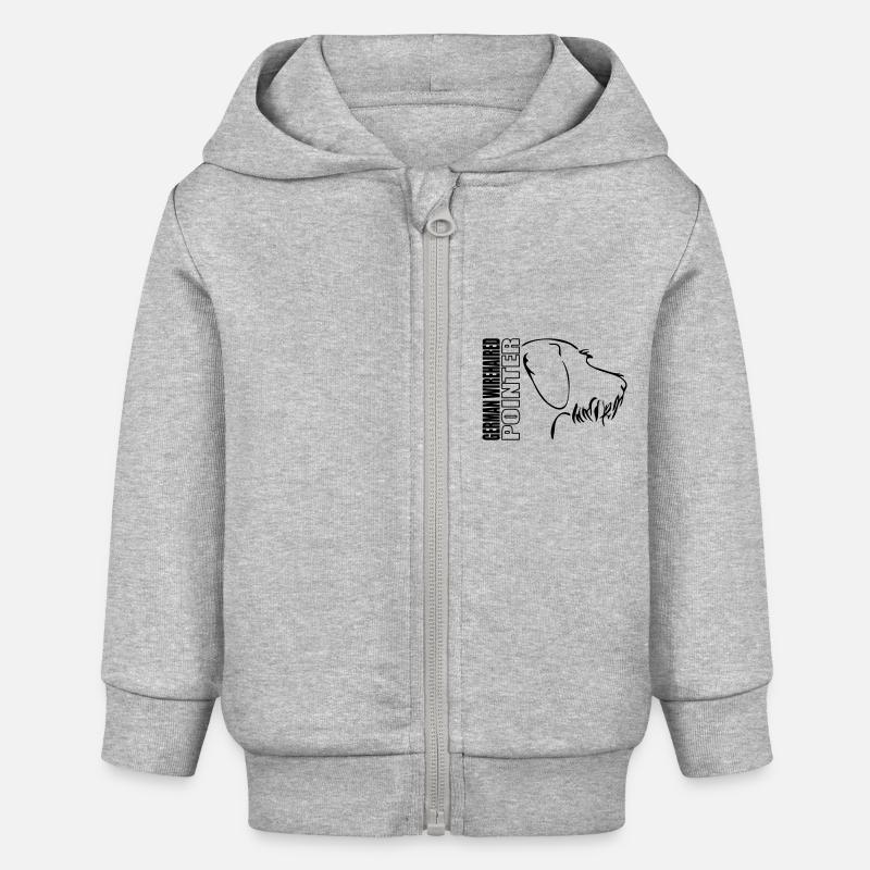 German wirehaired pointer PROFILE - Baby Organic Zip-up Hoodie by Stanley/Stella - heather grey