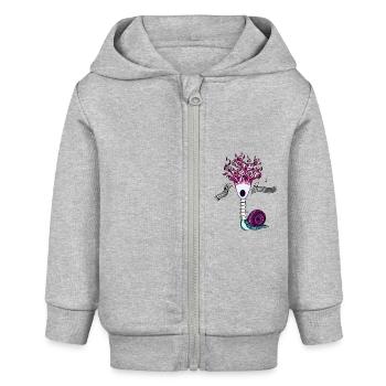 Flamme Songs Backbone-Schnecke - Baby Organic Kapuzenjacke Baby Connector von Stanley/Stella - Grau meliert - Vorne