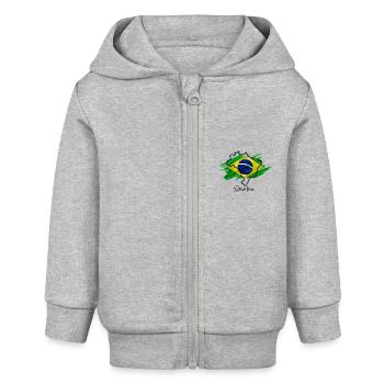 Ich liebe Brasilien - Brasilienkarte - Baby Organic Kapuzenjacke Baby Connector von Stanley/Stella - Grau meliert - Vorne