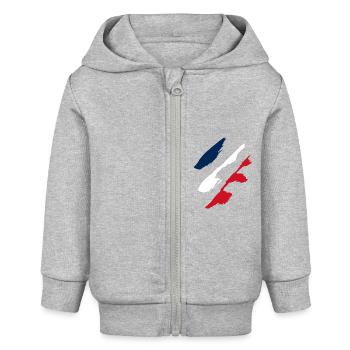 Drapeau de la France - Veste à capuche bébé bio Stanley/Stella - gris chiné - Devant