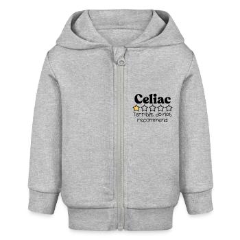 Zöliakie Sarkastisch Lustiges Zitat - Baby Organic Kapuzenjacke Baby Connector von Stanley/Stella - Grau meliert - Vorne