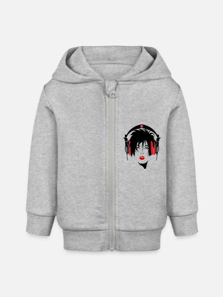 mujer_con_cascos - Baby Organic Kapuzenjacke Baby Connector von Stanley/Stella - Grau meliert