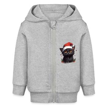Mustache Wishes - Baby Organic Zip-up Hoodie by Stanley/Stella - heather grey - Front
