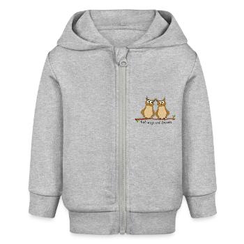 Owl-ways and forever - Baby Organic Zip-up Hoodie by Stanley/Stella - heather grey - Front