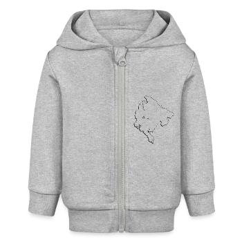Montenegro Landkarte als Umriss - Baby Organic Kapuzenjacke Baby Connector von Stanley/Stella - Grau meliert - Vorne