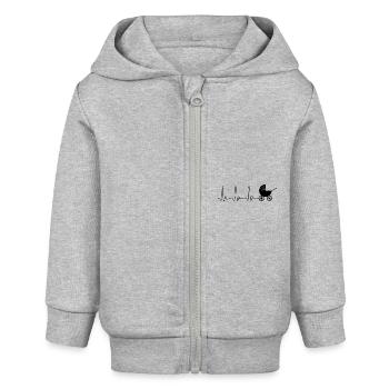 coeur ECG ligne poussette - Veste à capuche bébé bio Stanley/Stella - gris chiné - Devant