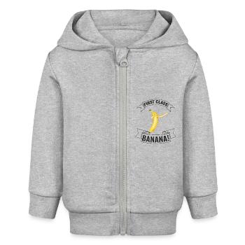 Déclaration: Première classe Banana - Couleur - Veste à capuche bébé bio Stanley/Stella - gris chiné - Devant