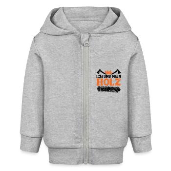 Ich und mein Holz - Baby Organic Kapuzenjacke Baby Connector von Stanley/Stella - Grau meliert - Vorne