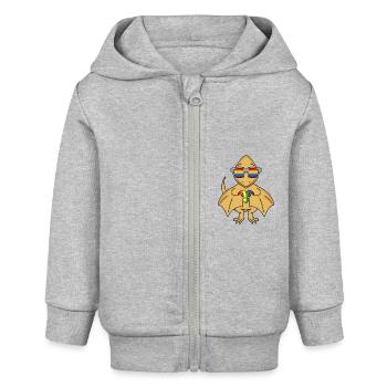 LGBT Animal Dinosaure Rainbow Heart - Veste à capuche bébé bio Stanley/Stella - gris chiné - Devant