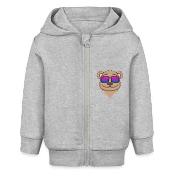 Bisexuell Braunbär Geschenk - Baby Organic Kapuzenjacke Baby Connector von Stanley/Stella - Grau meliert - Vorne
