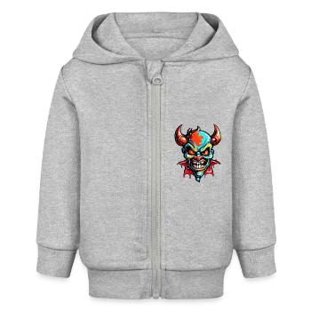 Teufel / Hölle / Horror / teuflisch / böse - Baby Organic Kapuzenjacke Baby Connector von Stanley/Stella - Grau meliert - Vorne