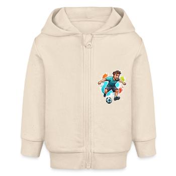 Footballer / Soccer / Pitch / Team - Baby Organic Zip-up Hoodie by Stanley/Stella - soft Ecru - Front