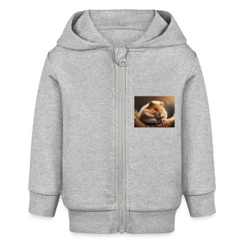 Animaux mignons en hibernation – hamster - Veste à capuche bébé bio Stanley/Stella - gris chiné - Devant