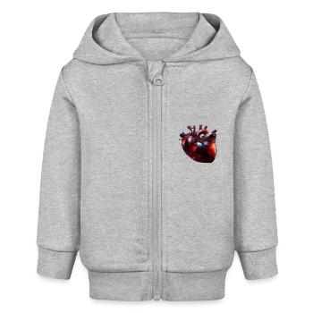 Herz aus Glas - Baby Organic Kapuzenjacke Baby Connector von Stanley/Stella - Grau meliert - Vorne