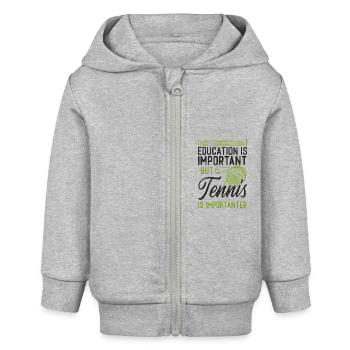 Funny Tennis Player Racket - Baby Organic Kapuzenjacke Baby Connector von Stanley/Stella - Grau meliert - Vorne
