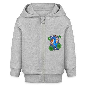 Koi Fish - Baby Organic Zip-up Hoodie by Stanley/Stella - heather grey - Front