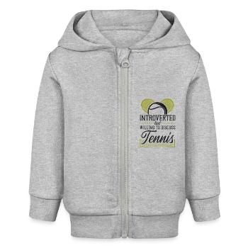 Funny Tennis Player Racket - Baby Organic Kapuzenjacke Baby Connector von Stanley/Stella - Grau meliert - Vorne