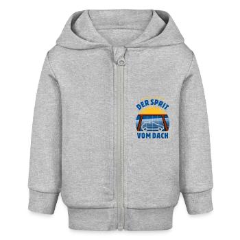 Bei mir kommt der Sprit vom Dach - Photovoltaik - Baby Organic Kapuzenjacke Baby Connector von Stanley/Stella - Grau meliert - Vorne