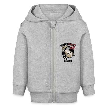 Waschbär Bauch - Waschbrett Bauch Geschenk - Baby Organic Kapuzenjacke Baby Connector von Stanley/Stella - Grau meliert - Vorne