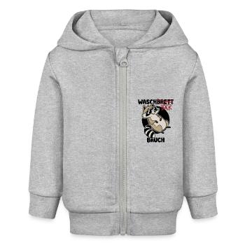Waschbär Bauch - Waschbrett Bauch Geschenk - Baby Organic Kapuzenjacke Baby Connector von Stanley/Stella - Grau meliert - Vorne