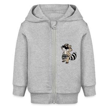 Waschbär Bauch - Waschbrett Bauch Sport Geschenk - Baby Organic Kapuzenjacke Baby Connector von Stanley/Stella - Grau meliert - Vorne
