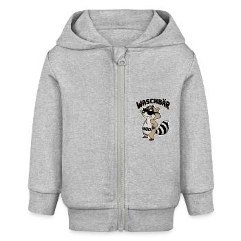 Waschbär Bauch - Waschbrett Bauch Cartoon - Baby Organic Kapuzenjacke Baby Connector von Stanley/Stella - Grau meliert - Vorne