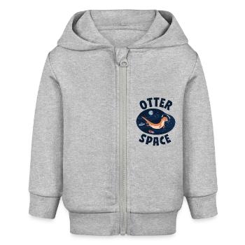 Otter Pun Space Science Astronaut - Baby Organic Kapuzenjacke Baby Connector von Stanley/Stella - Grau meliert - Vorne