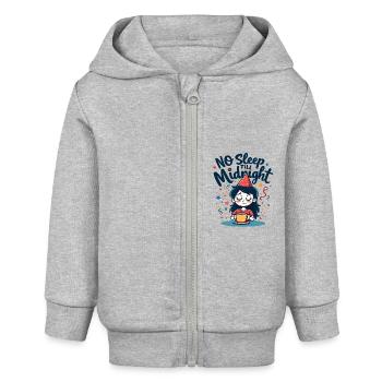 No Sleep Till Midnight - Baby Organic Zip-up Hoodie by Stanley/Stella - heather grey - Front