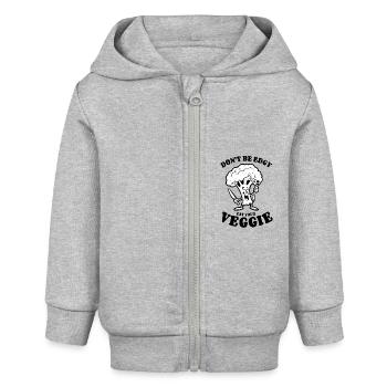 Don't be edgy, eat your Veggie - Brokkoli, vegan - Baby Organic Kapuzenjacke Baby Connector von Stanley/Stella - Grau meliert - Vorne