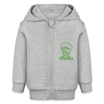 Brocoli Veggie - Légumes, végétalien - Veste à capuche bébé bio Stanley/Stella - gris chiné - Devant