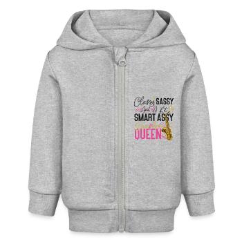 Saxophone Classy Sassy And A Bit - Baby Organic Kapuzenjacke Baby Connector von Stanley/Stella - Grau meliert - Vorne