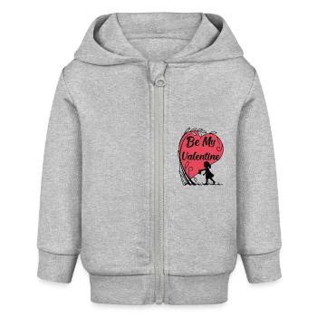Be my Valentine - Liebe - Geschenk - Baby Organic Kapuzenjacke Baby Connector von Stanley/Stella - Grau meliert - Vorne